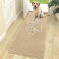 OLANLY Dog Door Mat for Muddy Paws 70x24, Paw Print Design, Absorbs Moisture and Dirt, Absorbent Non-Slip Washable Doormat, Quick Dry Chenille Mud Mat for Dogs, Entry Indoor Entryway Carpet, Beige