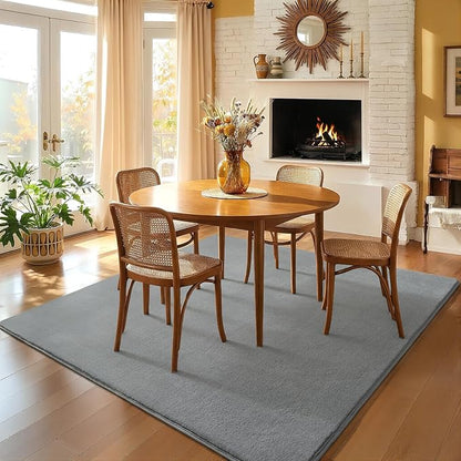 Amearea 6x6 Square Area Rugs for Bedroom Living Room, Modern Grey Thickened Memory Foam Rug, Fluffy Indoor Washable Rugs Non Slip Minimalist Carpet for Kids Boys Girls Dorm Nursery Room Decor
