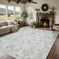 Washable Rugs 8x10 Area Rugs for Living Room,Bedroom,Dining Room- Large Ultra Soft Faux Wool Retro Carpet,Non Slip&Non-Shedding Low Pile Vintage Rug for Home Office Dorm Playroom-Tree Gray