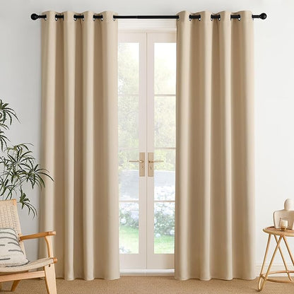 NICETOWN Room Darkening Draperies Curtains Panels, 2 Panels Biscotti Beige W52 x L84