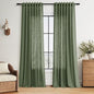Nanspring Forest Green Linen Curtains for Living Room 90 Inches Long Light Filtering Semi Sheer Curtain Back Tab and Rod Pocket Wabi Sabi Boho Decor Luxury Drapes for Bedroom Office 52x90, 2 Panels