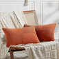 Fancy Homi 2 Packs Burnt Orange Lumbar Decorative Throw Pillow Covers 20x28 Inch for Living Room Couch Bed Sofa, Farmhouse Boho Home Decor, Soft Striped Corduroy Rectangle Accent Cushion Case 50x70 cm