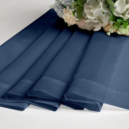 Chyhomenyc Voile Sheer Curtain Panels 45in Long 2 Pack, Short Bathroom Window Curtains for Small Window/Living Room/Guest Room/Basement, Airy Light Filtering Drapes, 42W x 45L inch, Navy Blue