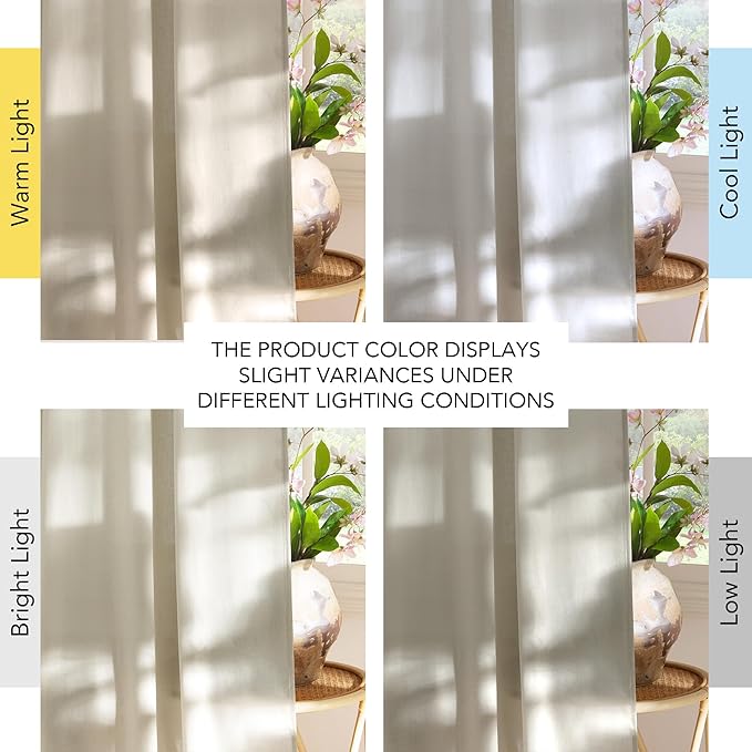 NICETOWN Bone White Linen Sheer Bedroom Curtains, Grommet Thick Flax Semi Sheer Window Treatments Privacy Assured with Light Filtering for Living Room, W55 x L96, 2 Panels