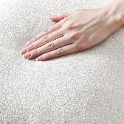 MIULEE Decorative Lumbar Throw Pillow Covers Neutral Linen Fringe Throw Pillows Set of 2 White Boho Farmhouse Cushion Covers with Tassels for Couch Sofa Bed Living Room Spring Decor 12x20 Inch