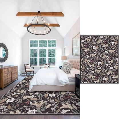 Area Rug 8x10 Vintage Rug Traditional Mat,Non Slip Indoor Boho Area Rug Carpet Home Décor for Entryway, Bedroom, Dining Room (Dark Floral)