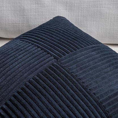 Fancy Homi 2 Packs Navy Blue Lumbar Decorative Throw Pillow Covers 16x26 Inch for Living Room Couch Bed Sofa, Farmhouse Home Decor, Soft Striped Corduroy Rectangle Accent Cushion Case 65x40 cm
