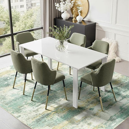 Rugflix 8x10 Area Rugs for Living Room, Washable Large Rug Stain-Resistant Low Pile, Modern Carpet for Dining Room Home Office Kid Room Nursery Bedroom, Light Green