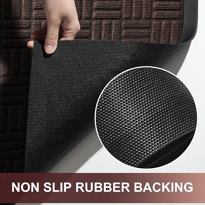 Mibao Front Door Mat, Heavy Duty Durable Welcome Mat for Outdoor Indoor, Dirt Trapper Waterproof Super Absorbent Door Mat for Entryway Outside Patio Porch, 73" x 46", Coffee