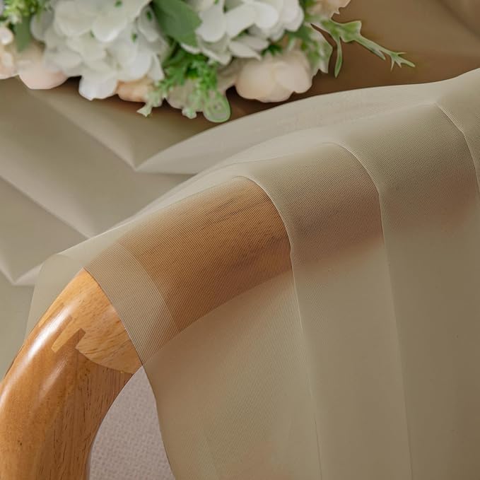 OVZME Taupe Sheer Curtains 54 Inches Long 2 Panels - Soft Light Filtering Window Sheer Panels for Living Room/Bedroom, Top Dual Rod Pocket, 1 Pair, Each 42Wx54L Inches