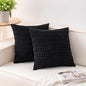 Pack of 2 Corduroy Decorative Throw Pillow Covers 22x22 Inch Soft Striped Pillow Covers Modern Farmhouse Home Decor for Sofa Living Room Couch Bed（Black）