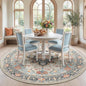 RELEANY Area Rugs 7ft Washable Non-Slip, Floral Vintage Distress Print Pattern Medallion Carpet for Living Room Bedroom Dining Room, Beige Navy Blue Orange Colorful