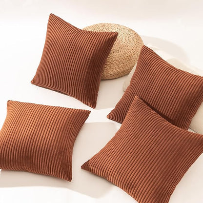 Topfinel Decorative Terracotta Throw Pillow Covers Cushion Cases, Set of 4 Soft Velvet Modern Double-Sided Designs, Rustic Fall Home Decor, Pillow Inserts Not Included 26x26 inch