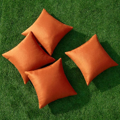 MIULEE Pack of 4 Decorative Throw Pillow Covers Outdoor Linen Waterproof Pillow Covers Farmhouse Cushion Cases for Patio Garden Tent Balcony Couch Sofa 16x16 inch Orange