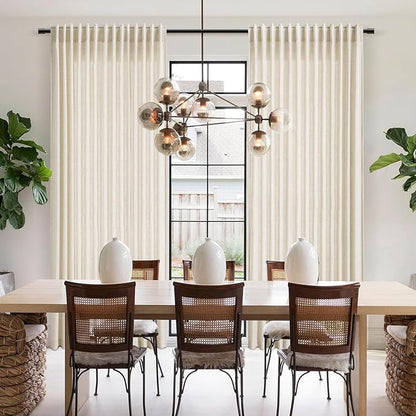 Warm Beige Linen Curtains 63 Inches Long 2 Panel Sets for Living Room Bedroom Rod Pocket Back Tab Light Filtering Drape for Kitchen Window Short Protect Privacy Curtain Modern Farmhouse Decor 52x63