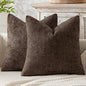 MIULEE Pack of 2 Couch Throw Pillow Covers 16x16 Inch Neutral Dark Brown Boho Accent Decorative Pillow Covers Soft Chenille Farmhouse Cushion Covers for Home Decor Bed Sofa Living Room
