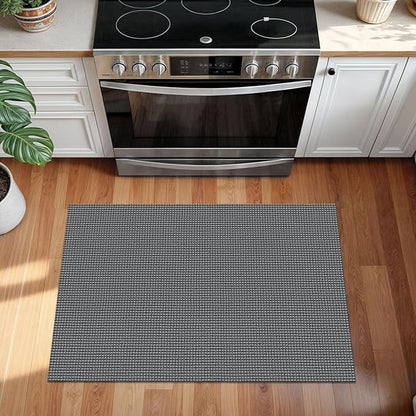 KOZYFLY Indoor Door Mat 2x3 ft Small Area Rugs Washable Front Door Mat Non Slip Rubber Backed Entryway Rug Cotton Entrance Doormat for Front Porch Bathroom Kitchen Bedroom, Grey/Dark Grey