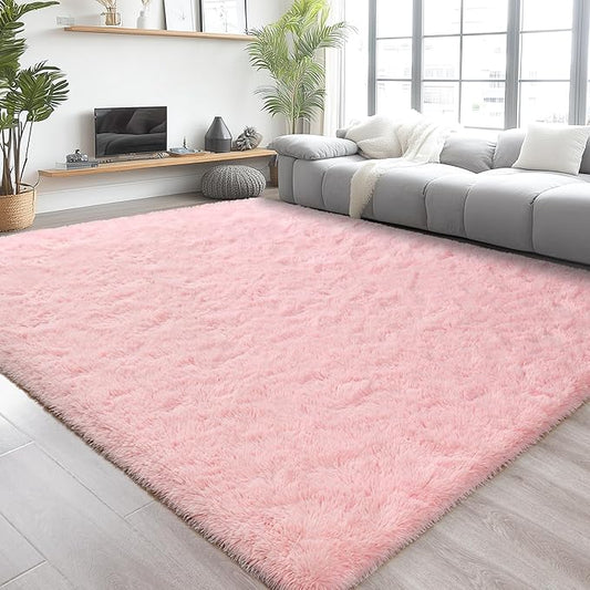 Chicrug Soft Area Rugs for Bedroom Living Room Plush Fluffy Rug 4x6 Feet, Shag Furry Area Rug Carpet Non Shedding for Nursery Children Kids Girls Room Home Decorative, Pink