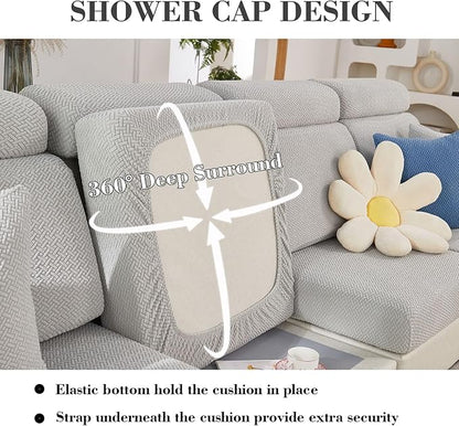 Sofa Covers Couch Covers for Sofa Pet Friendly Couch Cushion Covers Universal Sofa Covers Washable Stretch Slipcovers for Sectional Sofa (Texture Light Gray,Chaise Cover)