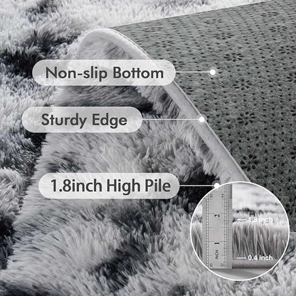 8x10 Ft Extra Large Shag Rugs for Living Room, Tie Dyed Ultra Soft Fluffy Furry Area Rugs for Bedroom Indoor Floor, Aesthetic Carpet for Kids Home Decor Black White