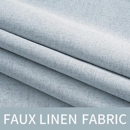 MIULEE Linen Textured Curtains for Bedroom Solid 100% Blackout Thermal Insulated Chambray Blue Grommet Room Darkening Curtains & Drapes Luxury Decor for Living Room Nursery 52 x 54 Inch (2 Panels)
