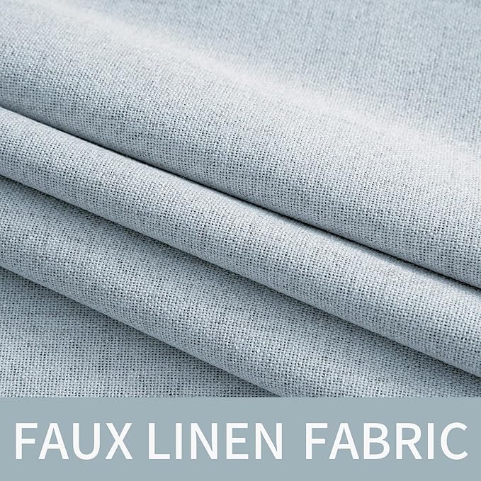 MIULEE Linen Textured Curtains Solid 100% Blackout for Bedroom Thermal Insulated Chambray Blue Grommet Room Darkening Curtains & Drapes Luxury Decor for Living Room Nursery 52 x 72 Inch (2 Panels)