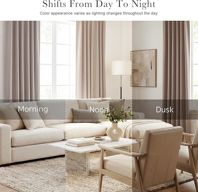 PONY DANCE Blackout Curtains Thermal Insulated Window Treatment Panels Room Darkening Blackout Drapes for Living Room Back Tab/Rod Pocket Bedroom Draperies, 42x54 Inch, Light Taupe, 2 Panels