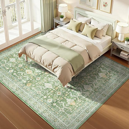 Lofus 10x14 Area Rug for Living Room,Light Green Washable Area Rugs with Non-Slip Backing,Soft Boho Carpets for Bedroom Dining Room Home Office Indoor Nursery