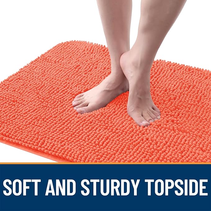 OLANLY Dog Door Mat for Muddy Paws 50x30, Absorbs Moisture and Dirt, Absorbent Non-Slip Washable Doormat, Quick Dry Chenille Mud Mat for Dogs, Entry Indoor Entryway Carpet for Inside Floor, Coral