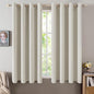 MIULEE Linen Texture Curtains for Bedroom Light Cream 100% Blackout Thermal Insulated Linen Curtains Grommet Room Darkening Drapes for Living Room Nursery 52x63 Inch (2 Panels)