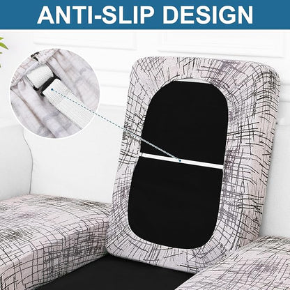 Smiry Printed Couch Cushion Covers, Stretch Soft Couch Covers for Sofa, Washable Non-Slip Sofa Slipcover Furniture Protector for Indoor and Outdoor (2 Pack, Brown and White)