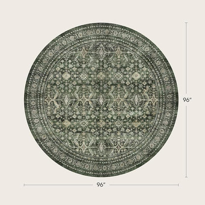 Lofus 8ft Area Rugs for Living Room, Green Washable Area Rug with Non-Slip Backing,Soft Boho Carpets for Bedroom Dining Room Home Office Indoor Nursery