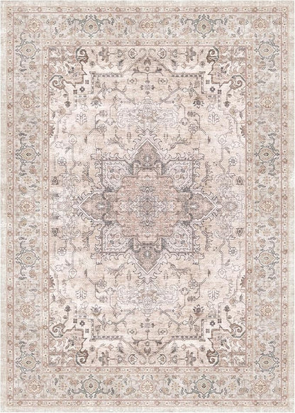 Lofus 3x5 Area Rugs for Living Room, Washable Area Rug, Rugs for Bedroom, Kitchen, Vintage Boho Carpet, Soft Non-Slip, Low Pile Large Area Rug for Office Dining Room, Pink