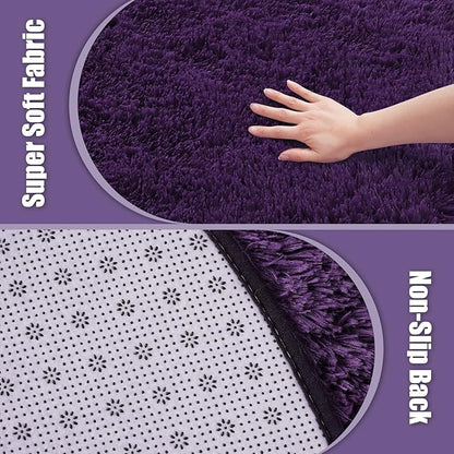 Shag Area Rug for Bedroom 5x8,Purple Fluffy Area Rugs for Living Room,Soft Fuzzy Rug Non-Shedding Indoor Plush Carpet for Kids Bedroom Nursery Dorm Home Decor
