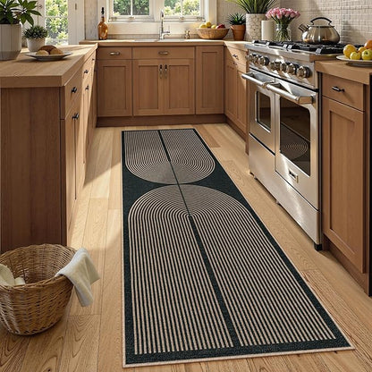 Lahome Enfys Modern Rainbow Kitchen Runner Rug, 2x8 Easy Jute Rug Runners for Hallways Entry Farmhouse Indoor Outdoor Carpet, Contemporary Washable Non Slip Runner for Laundry Room Porch