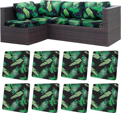8Pcs Stretch Patio Cushion Covers,Outdoor Couch Covers Replacement,Outdoor Couch & Sofa Slipcovers,for Patio Furniture Cushion Covers,Washable Reusable urniture Protector(Green Leaf,8PCS)