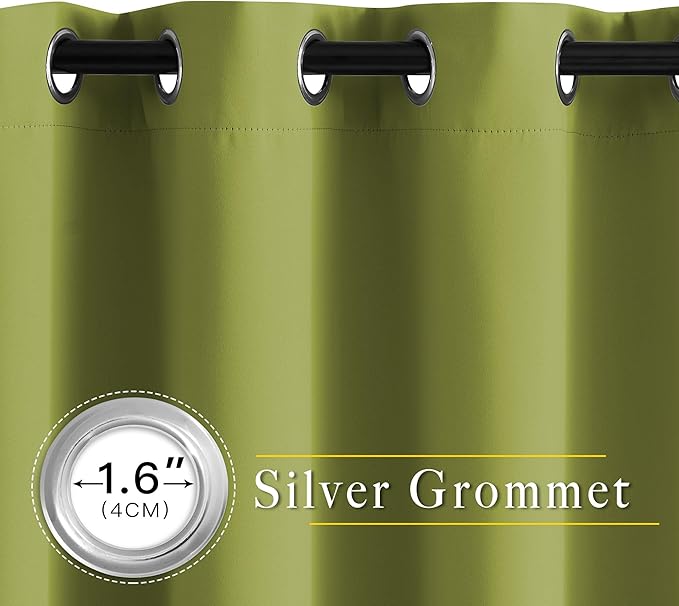 NICETOWN Room Darkening Draperies Curtains Panels - Window Treatment Thermal Insulated Solid Grommet Room Darkening Curtains/Panels/Drapes for Bedroom (Fresh Green, Set of 2, 66 by 66 Inch)
