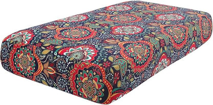 hyha Printed Couch Cushion Covers, Floral Cushion Covers, Magic Sofa Covers Washable, Stretch Couch Covers for 2 Cushion, Pattern Sofa Slipcovers(Medium, Mandala Floral)