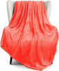 Exclusivo Mezcla Fleece Throw XL Blanket for Couch, Sofa, Super Soft and Warm Coral Orange Blankets, All Season, Cozy, Plush, Lightweight, 50x70 Inches