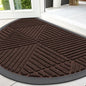 Smiry Half Circle Front Door Mat Outside Entrance, Heavy Duty Sturdy Natural Rubber Doormat, Trap Dirt and Moisture, Low Profile Mats for Indoor Outdoor Entry, Irregular Triangle (47x32, Dark Brown)