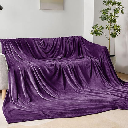 BEDELITE Big Fleece Blanket - 120" x 120" (10' x 10'), Super Soft Fluffy Fuzzy Oversized King Blanket for Bed, Couch, Sofa, Camping,Fits Whole Family,Purple