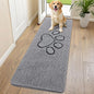 Smiry Dog Door Mat for Muddy Paws, Absorbent Dirt Trapper Non Slip Quick Dry Washable Chenille Mat for Mud Dogs, Entry Rug for Indoor and Outdoor (70x24 Inches, Grey and Black)