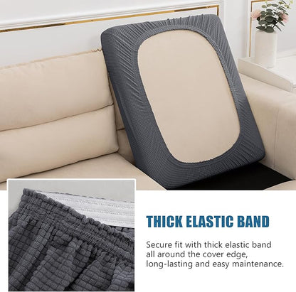 Water Repellent Sofa Cushion Slipcovers, Stretch Sofa Seat Cushion Cover, Furniture Protector Slipcovers RV Seat Cover for Living Room (Loveseat Cushion, Gray)