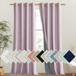 NICETOWN Pink Vintage Linen 100% Blackout Curtains for Living Room, Thermal Insulated Curtains 95" Long, Noise Reducing Window Treatment Drapes for Bedroom, 52" Wide Per Panel, Set of 2