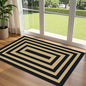 3x5 Modern Entry Rug - Small Washable Indoor Outdoor Mats for Front Door Non-Slip Porch Rug Black Tan Geometric Striped Throw Rugs for Living Room Bedroom Entryway Kitchen Office Porch Decor