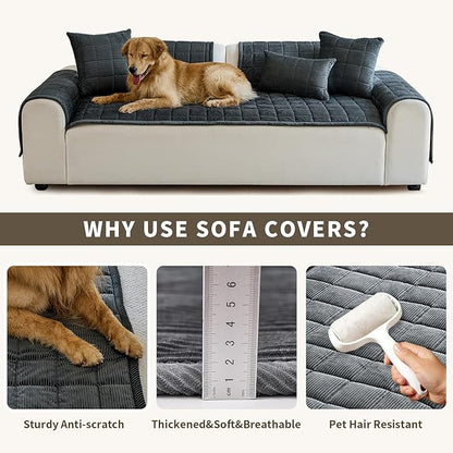 Couch Covers for Dogs Washable, Non Slip Couch Covers for Loveseat Sofa Pet Friendly, Soft Fuzzy Sofa Covers for Pet, Dog Couch Cover Furniture Protector(1PC,Dark Grey,27.6"x94.5")
