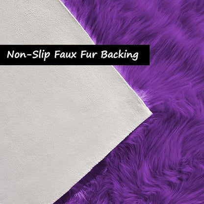 Goolela Purple Area Rug 5x8 Fluffy Fuzzy Furry Carpet for Bedroom Living Room Girls Faux Fur Plush Shaggy Washable Rectangle