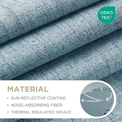 Joydeco Blackout Curtains for Bedroom - 100% Light Blocking 2 Panels Sky Blue Drapes 66" W x 84" L, Thermal Insulated Room Darkening Curtains, Linen Textured for Living Room, Rod Pocket & Back Tabs