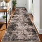 IOHOUZE Abstract Runner Rug 3x12 Ft Washable Runners for Hallways, Non Slip Kitchen Runner Printed Faux Wool Entryway Runner Indoor, Modern Abstract Floor Carpet for Hall Kitchen, Brown/Rust