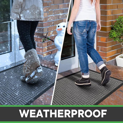 Mibao Front Door Mat, Heavy Duty Durable Welcome Mat for Outdoor Indoor, Dirt Trapper Waterproof Super Absorbent Door Mat for Entryway Outside Patio Porch, 47" x 24", Light Grey